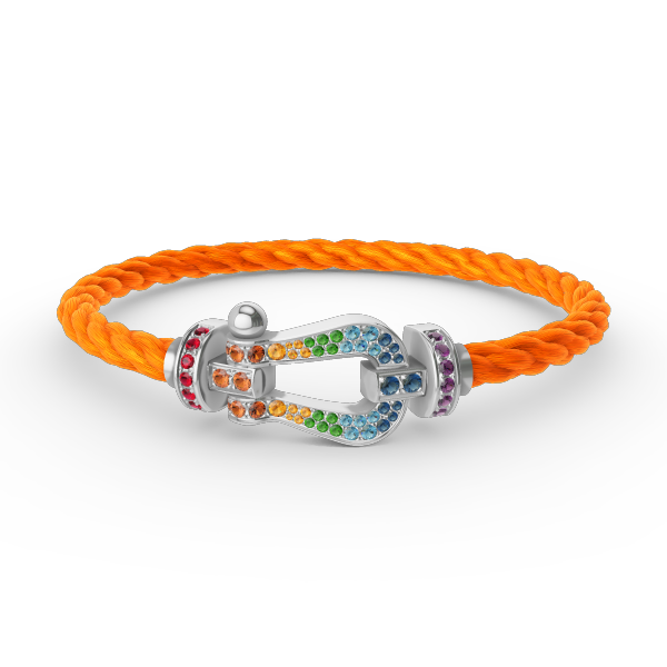 [VA]FORC LARGE HORSESHOE  COLORED DIAMOND BRACELET SILVER