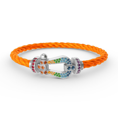 [VA]FORC LARGE HORSESHOE  COLORED DIAMOND BRACELET SILVER