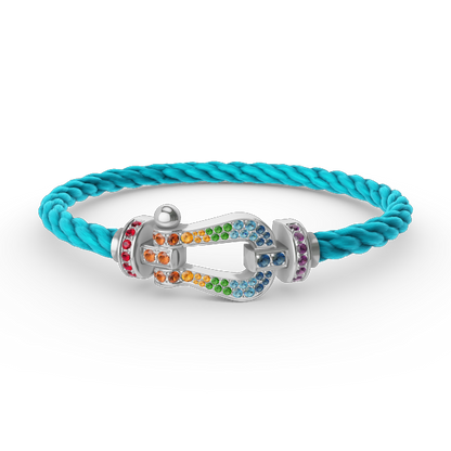 [VA]FORC LARGE HORSESHOE  COLORED DIAMOND BRACELET SILVER