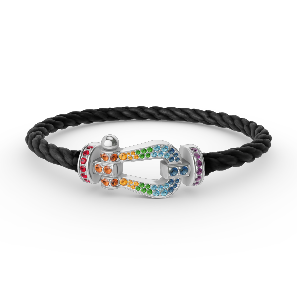 [VA]FORC LARGE HORSESHOE  COLORED DIAMOND BRACELET SILVER