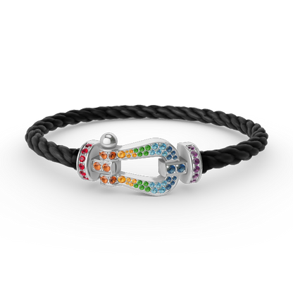 [VA]FORC LARGE HORSESHOE  COLORED DIAMOND BRACELET SILVER