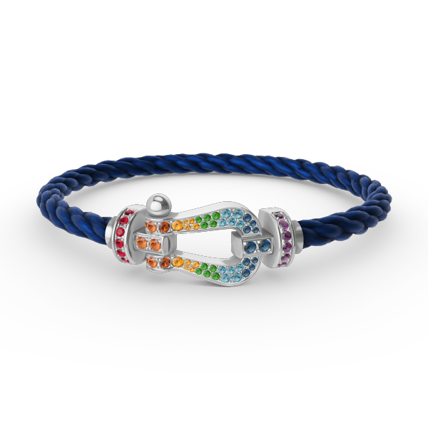 [VA]FORC LARGE HORSESHOE  COLORED DIAMOND BRACELET SILVER