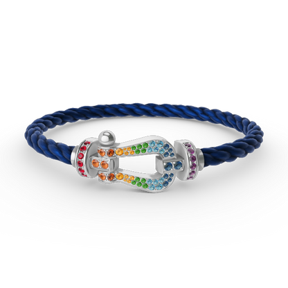 [VA]FORC LARGE HORSESHOE  COLORED DIAMOND BRACELET SILVER
