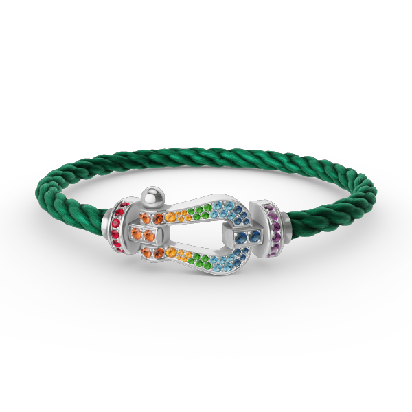 [VA]FORC LARGE HORSESHOE  COLORED DIAMOND BRACELET SILVER