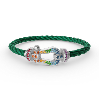 [VA]FORC LARGE HORSESHOE  COLORED DIAMOND BRACELET SILVER