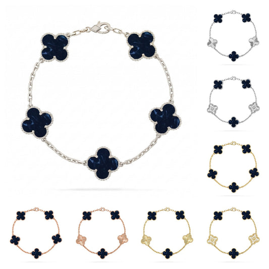 [VA]LUCKY CLOVER 5-MOTIF BRACELET - PIETERSITE COLLECTION