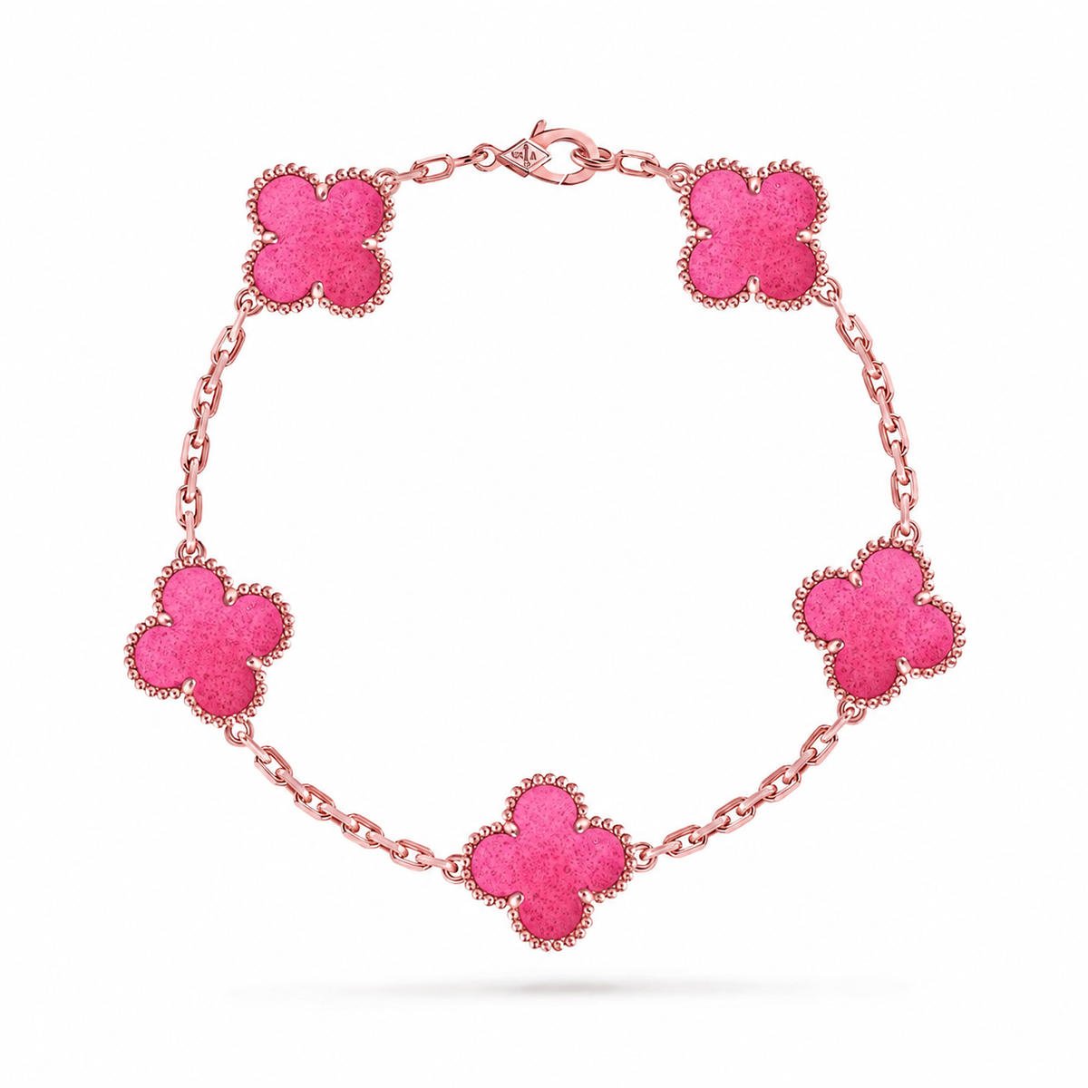 [VA]NEW CLOVER 5 MOTIFS PINK ENAMEL BRACELET
