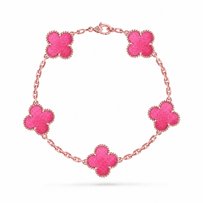 [VA]NEW CLOVER 5 MOTIFS PINK ENAMEL BRACELET