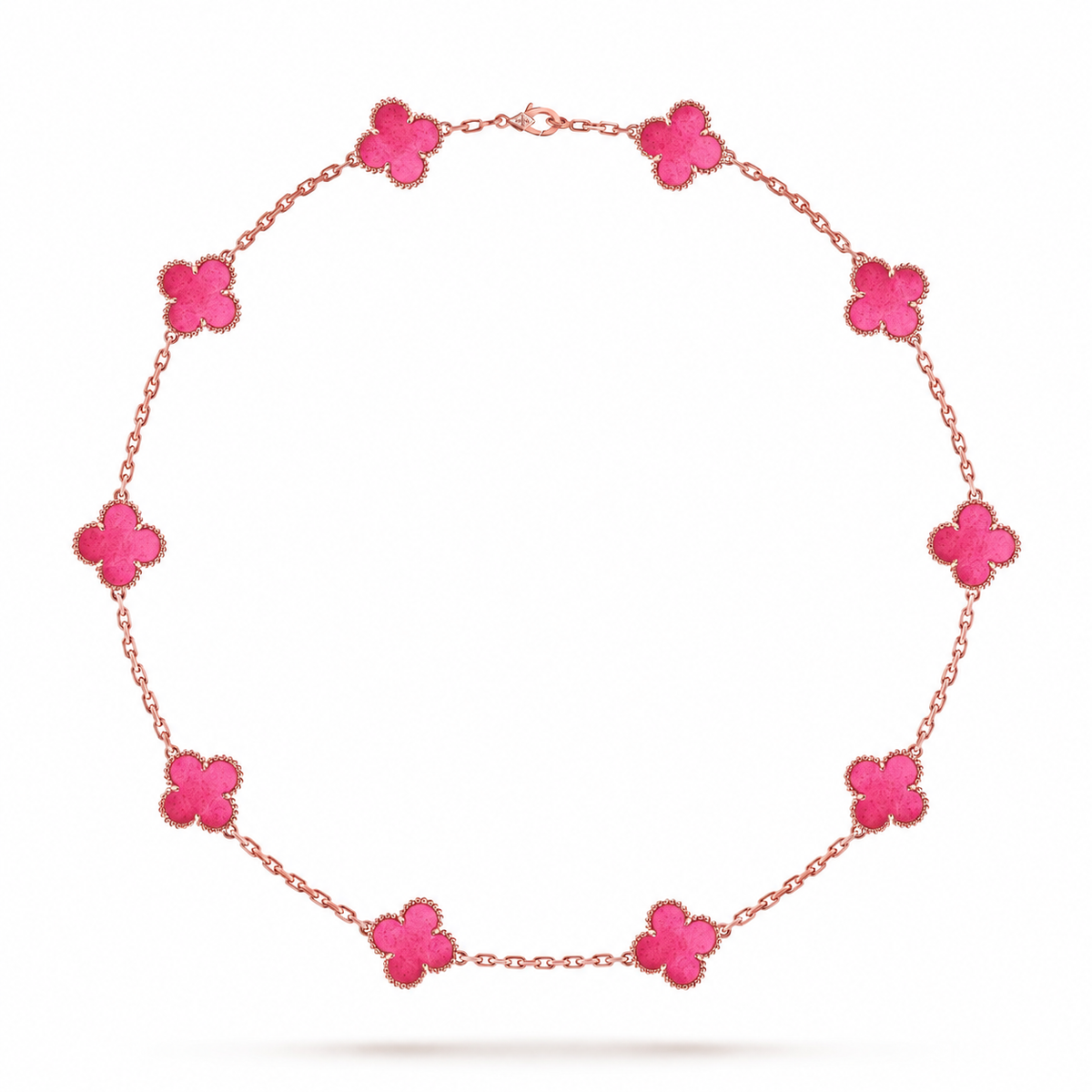[VA]NEW CLOVER 10 MOTIFS PINK ENAMEL NECKLACE