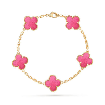 [VA]NEW CLOVER 5 MOTIFS PINK ENAMEL BRACELET