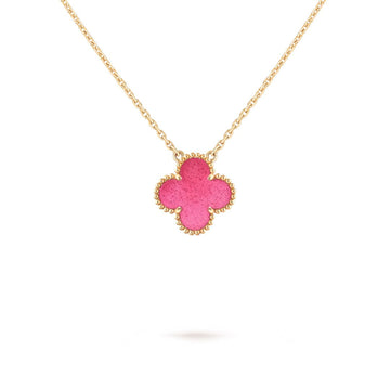 [VA] NEUE CLOVER 15MM HALSKETTE MIT ROSA EMAILLE