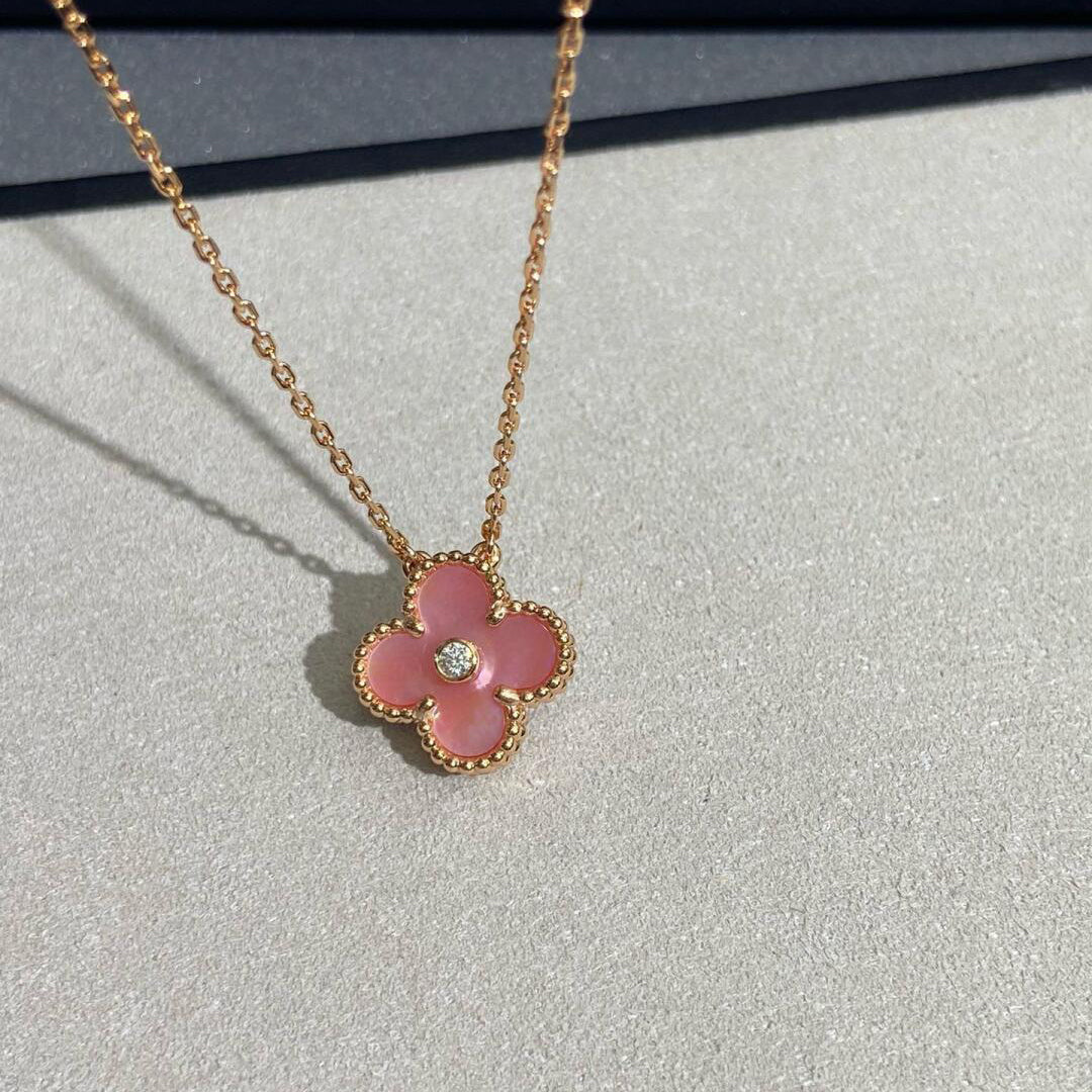 [VA]CLOVER 15MM DIAMOND PINK MOP HALSKETTE