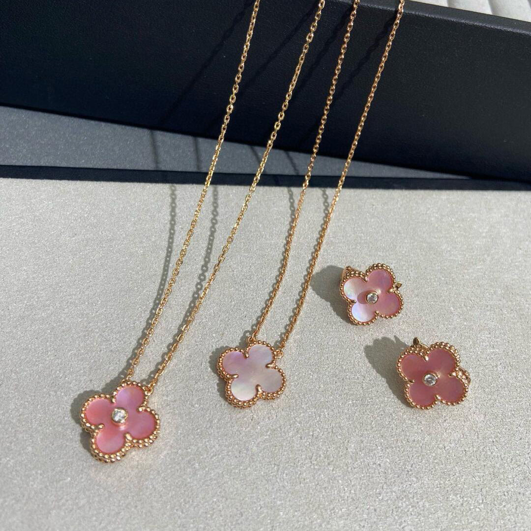 [VA]CLOVER 15MM DIAMOND PINK MOP HALSKETTE