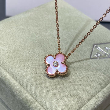 [VA]CLOVER 15MM DIAMOND PINK MOP HALSKETTE