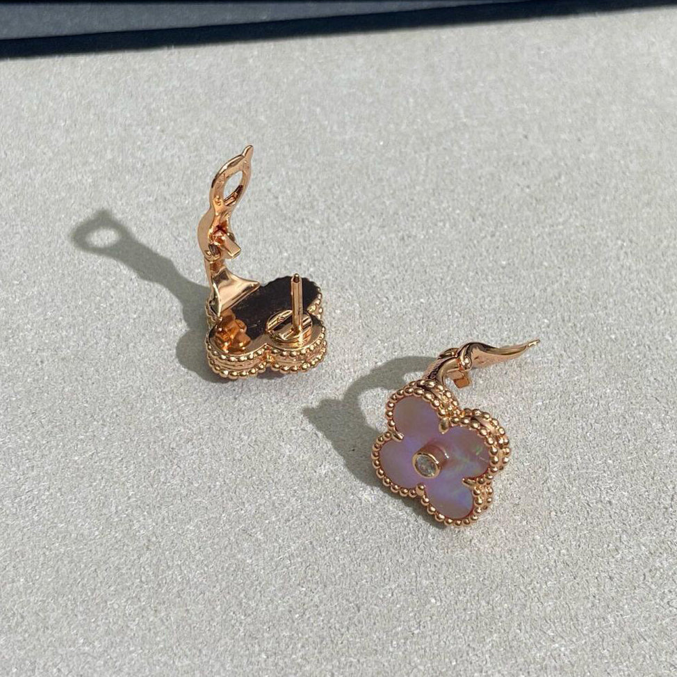 [VA]CLOVER MEDIUM 1 DIAMANT-OHRRINGE PINK