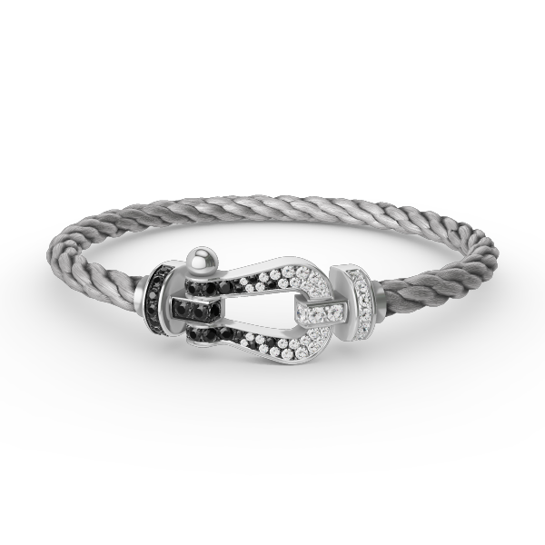 [VA]FORCE LARGE HORSESHOE BLACK WHITE DIAMOND BRACELET SILVER