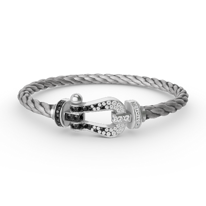 [VA]FORCE LARGE HORSESHOE BLACK WHITE DIAMOND BRACELET SILVER