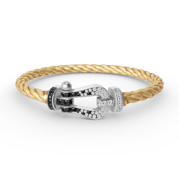 [VA]FORCE LARGE HORSESHOE BLACK WHITE DIAMOND BRACELET SILVER