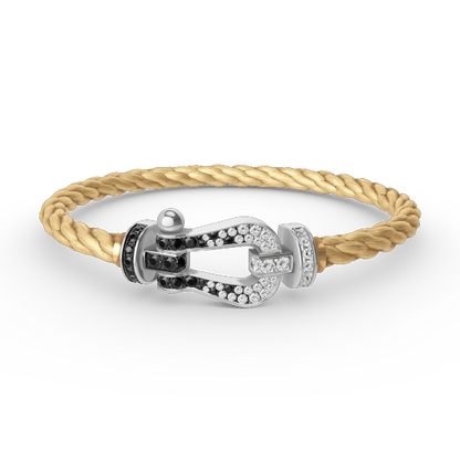 [VA]FORCE LARGE HORSESHOE BLACK WHITE DIAMOND BRACELET SILVER