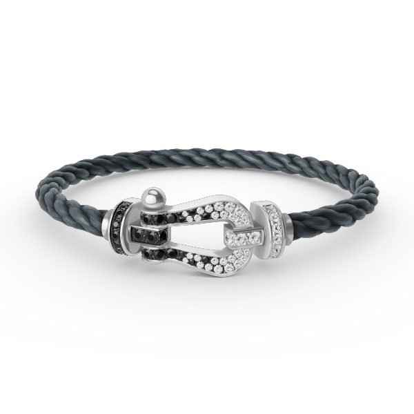 [VA]FORCE LARGE HORSESHOE BLACK WHITE DIAMOND BRACELET SILVER