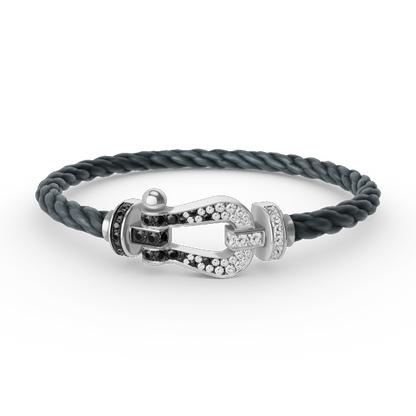 [VA]FORCE LARGE HORSESHOE BLACK WHITE DIAMOND BRACELET SILVER