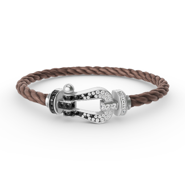 [VA]GROSSES HUFEISEN-ARMBAND SCHWARZ WEISS DIAMANT SILBER