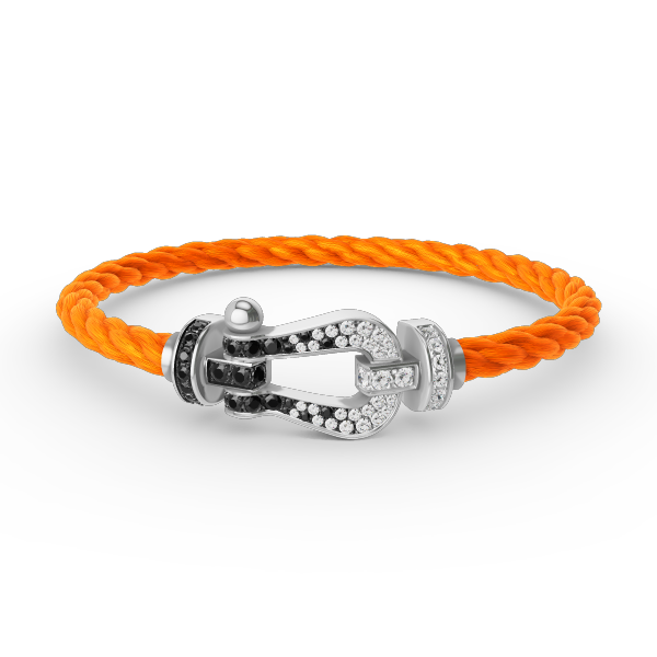 [VA]GROSSES HUFEISEN-ARMBAND SCHWARZ WEISS DIAMANT SILBER