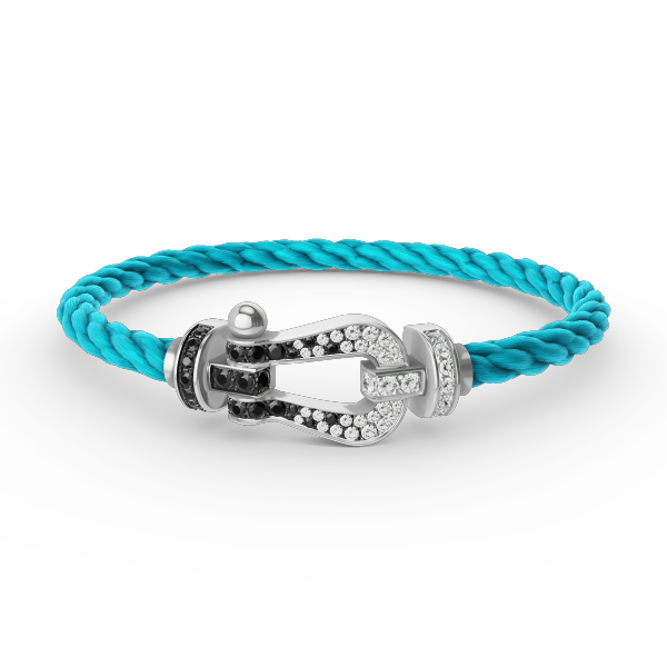 [VA]FORCE LARGE HORSESHOE BLACK WHITE DIAMOND BRACELET SILVER