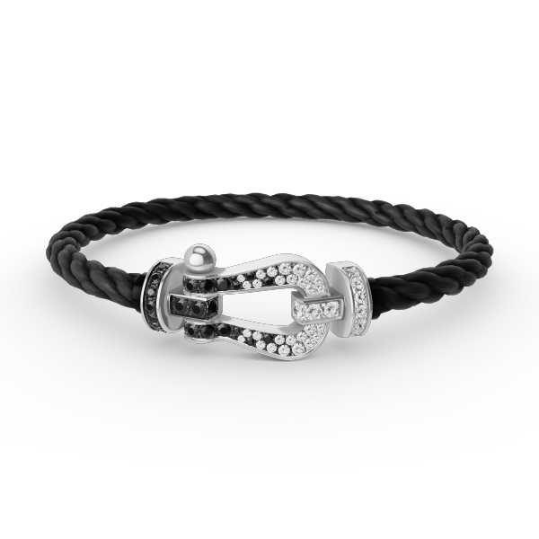 [VA]GROSSES HUFEISEN-ARMBAND SCHWARZ WEISS DIAMANT SILBER