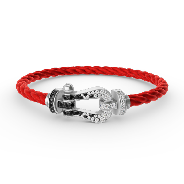 [VA]GROSSES HUFEISEN-ARMBAND SCHWARZ WEISS DIAMANT SILBER