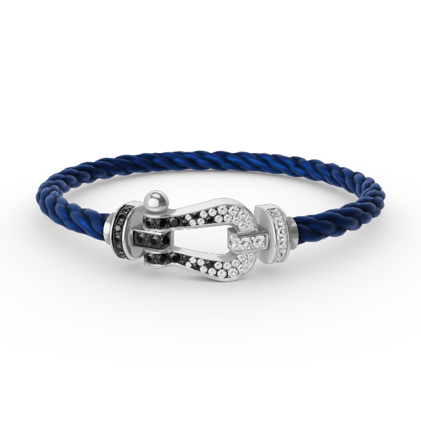 [VA]GROSSES HUFEISEN-ARMBAND SCHWARZ WEISS DIAMANT SILBER