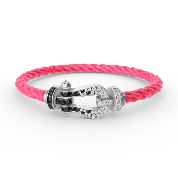 [VA]FORCE LARGE HORSESHOE BLACK WHITE DIAMOND BRACELET SILVER