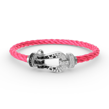 [VA]FORCE LARGE HORSESHOE BLACK WHITE DIAMOND BRACELET SILVER