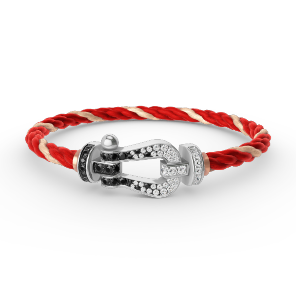 [VA]FORCE LARGE HORSESHOE BLACK WHITE DIAMOND BRACELET SILVER