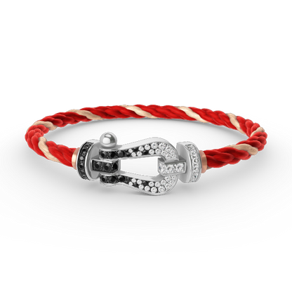 [VA]FORCE LARGE HORSESHOE BLACK WHITE DIAMOND BRACELET SILVER