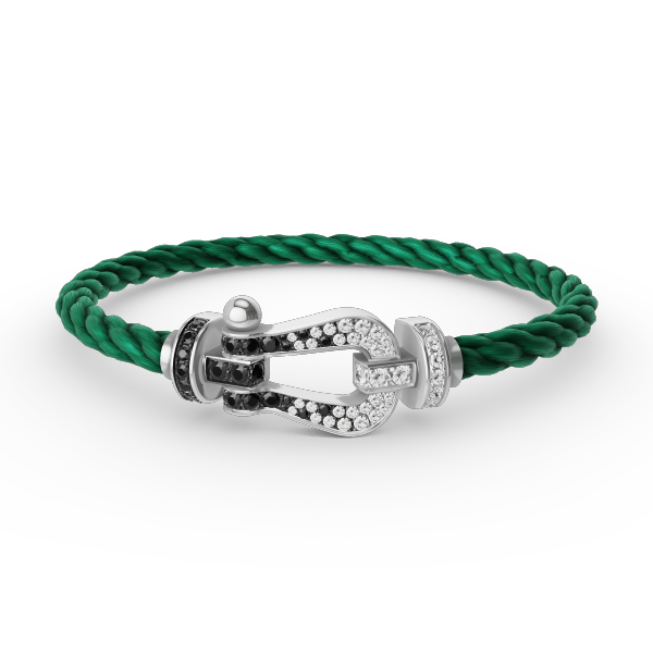 [VA]FORCE LARGE HORSESHOE BLACK WHITE DIAMOND BRACELET SILVER
