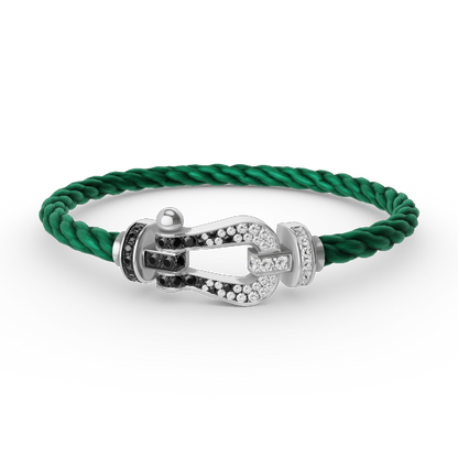 [VA]FORCE LARGE HORSESHOE BLACK WHITE DIAMOND BRACELET SILVER
