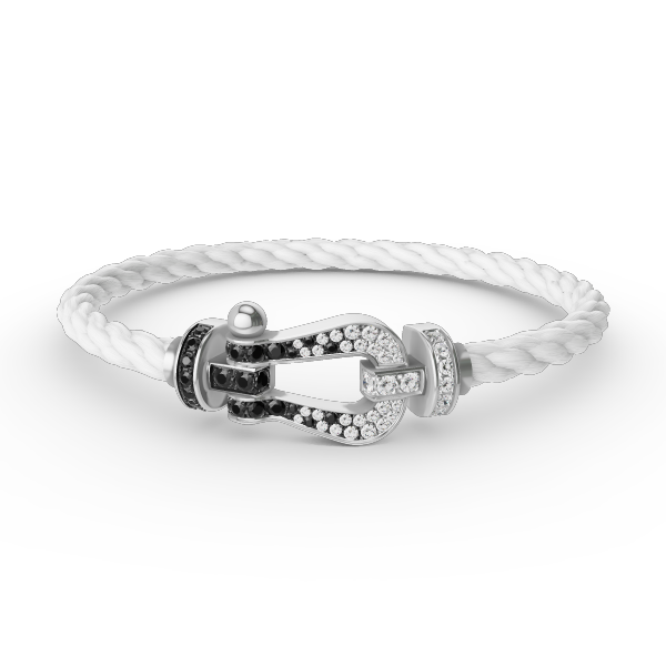 [VA]GROSSES HUFEISEN-ARMBAND SCHWARZ WEISS DIAMANT SILBER