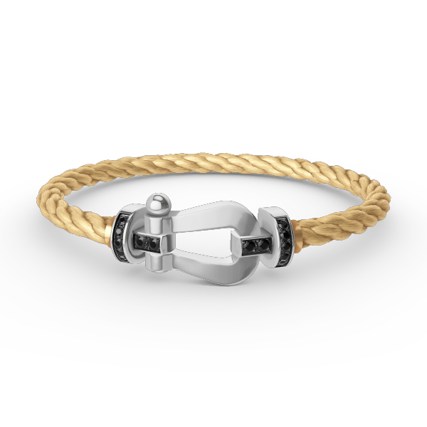 [VA]GROSSES HUFEISEN-ARMBAND MIT SCHWARZEM DIAMANT SILBER
