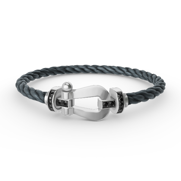 [VA]GROSSES HUFEISEN-ARMBAND MIT SCHWARZEM DIAMANT SILBER