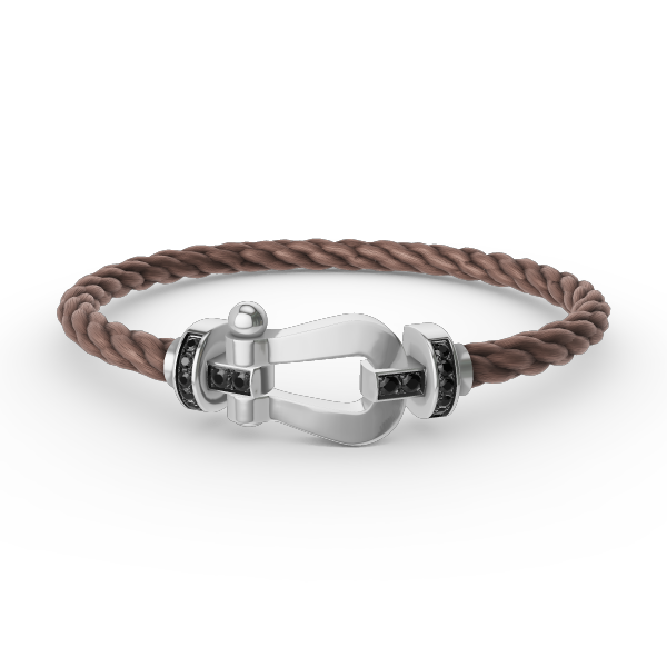 [VA]GROSSES HUFEISEN-ARMBAND MIT SCHWARZEM DIAMANT SILBER