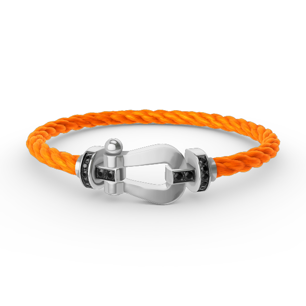 [VA]GROSSES HUFEISEN-ARMBAND MIT SCHWARZEM DIAMANT SILBER