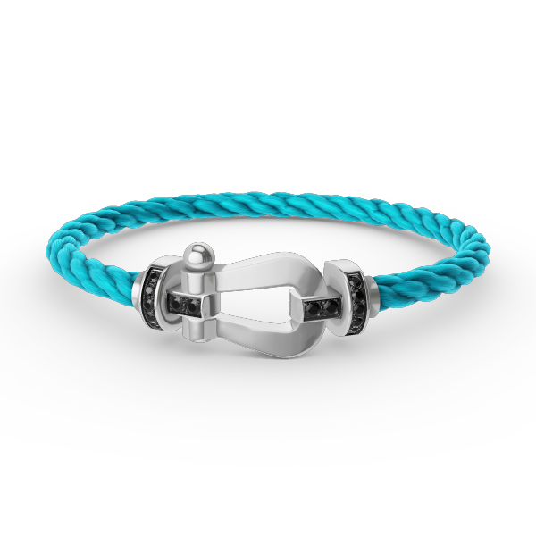 [VA]GROSSES HUFEISEN-ARMBAND MIT SCHWARZEM DIAMANT SILBER