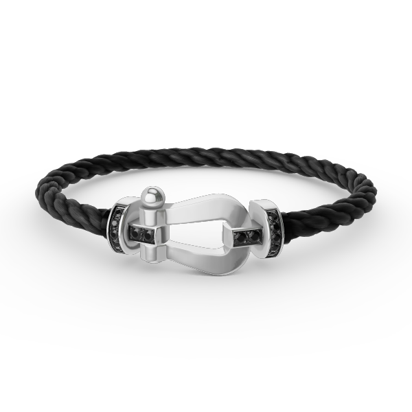 [VA]GROSSES HUFEISEN-ARMBAND MIT SCHWARZEM DIAMANT SILBER