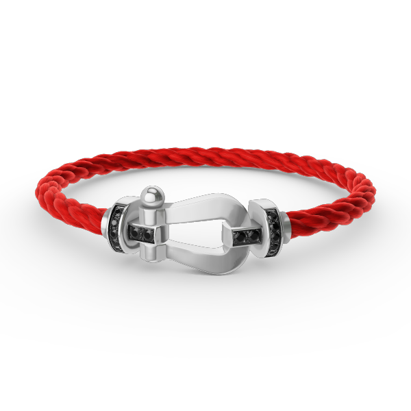 [VA]GROSSES HUFEISEN-ARMBAND MIT SCHWARZEM DIAMANT SILBER