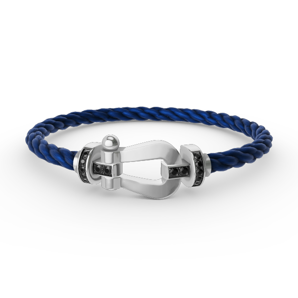 [VA]GROSSES HUFEISEN-ARMBAND MIT SCHWARZEM DIAMANT SILBER