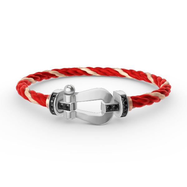 [VA]GROSSES HUFEISEN-ARMBAND MIT SCHWARZEM DIAMANT SILBER