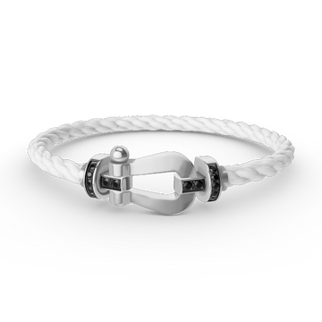[VA]GROSSES HUFEISEN-ARMBAND MIT SCHWARZEM DIAMANT SILBER