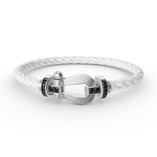 [VA]GROSSES HUFEISEN-ARMBAND MIT SCHWARZEM DIAMANT SILBER