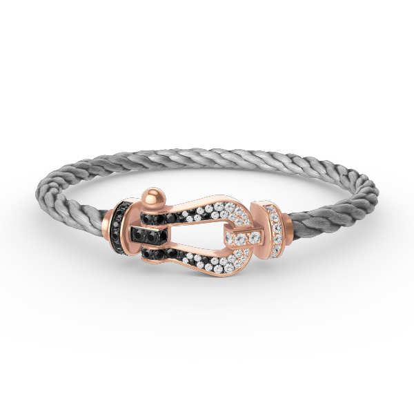 [VA]FORCE LARGE HORSESHOE BLACK WHITE DIAMOND BRACELET ROSE GOLD